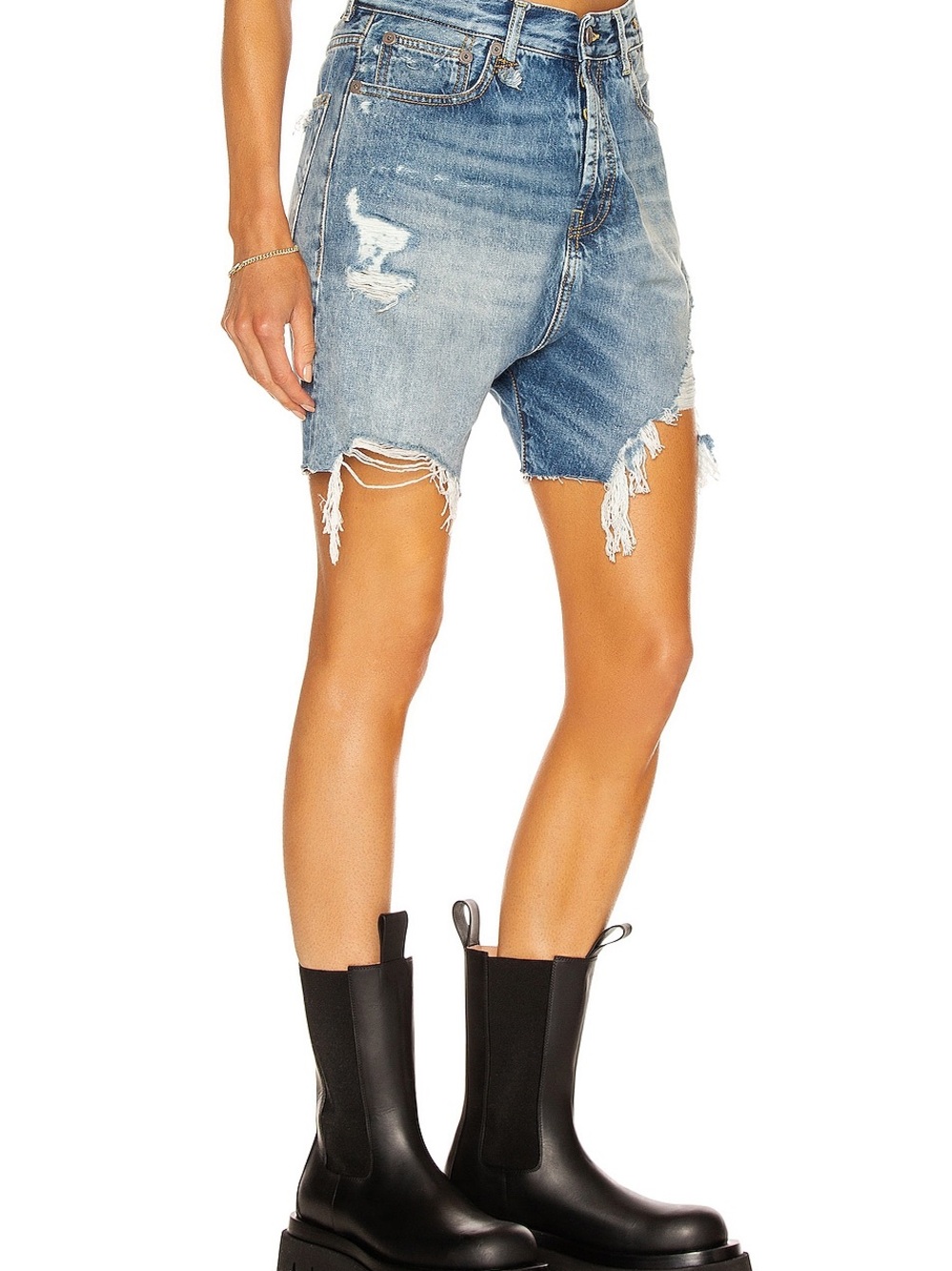 R13 Marky Drop Denim Shorts Bain Blue Size 25 - Picture 3 of 14